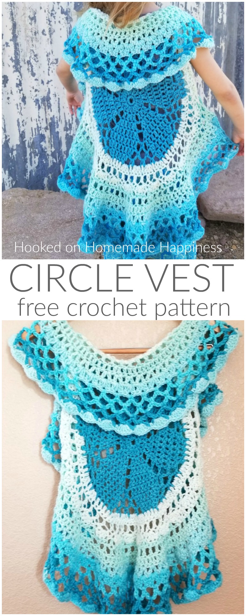 Crochet Circle Vest - I love circle vests! They're such a fun accessory. For this Crochet Circle Vest Pattern I wanted to use a Caron Cake. Because who doesn't love stripes without weaving in all the ends, amiright?