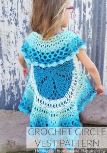 Crochet Circle Vest - I love circle vests! They're such a fun accessory. For this Crochet Circle Vest Pattern I wanted to use a Caron Cake. Because who doesn't love stripes without weaving in all the ends, amiright?