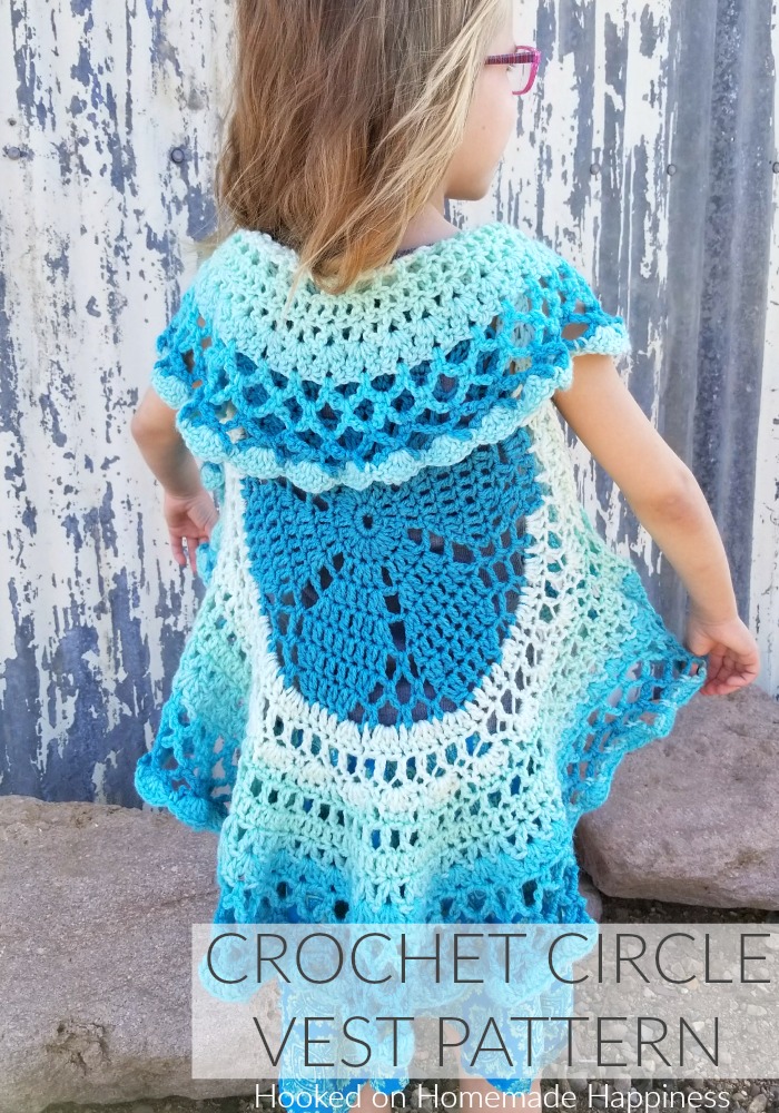 Crochet Circle Vest - I love circle vests! They're such a fun accessory. For this Crochet Circle Vest Pattern I wanted to use a Caron Cake. Because who doesn't love stripes without weaving in all the ends, amiright?