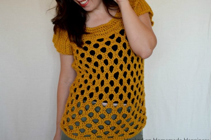 Honeycomb Crochet Top - The Honeycomb Crochet Top has a beautiful honeycomb design and it fits perfectly with the golden yarn.