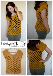 Honeycomb Crochet Top - The Honeycomb Crochet Top has a beautiful honeycomb design and it fits perfectly with the golden yarn.