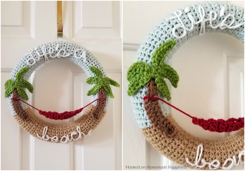 Making crochet wreaths is so much fun and I had a blast making this "Life's a Beach" Summer Crochet Wreath! Once you know how to make the wreath base, the possibilities are endless.