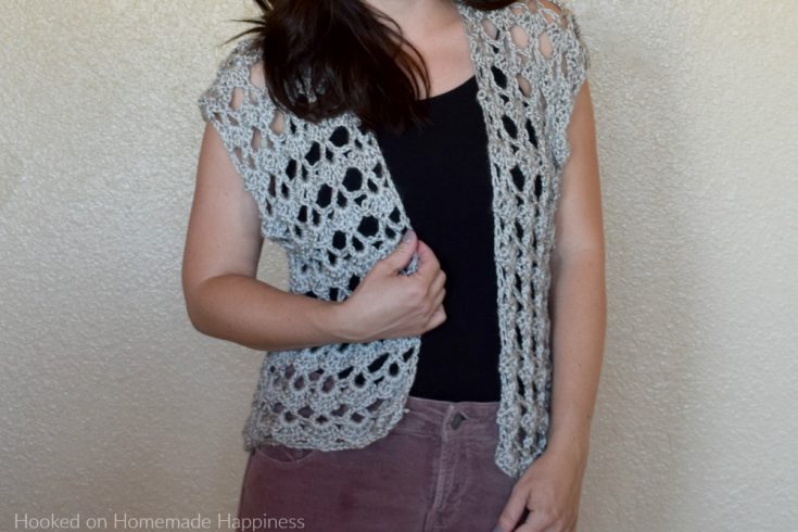 Shelly Crochet Cardigan - The Shelly Crochet Cardigan has a pretty, lacy shell stitch. It's open, airy, girly, and the perfect summer accessory! 