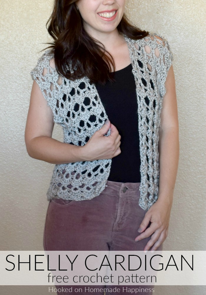 Shelly Crochet Cardigan - The Shelly Crochet Cardigan has a pretty, lacy shell stitch. It's open, airy, girly, and the perfect summer accessory! 