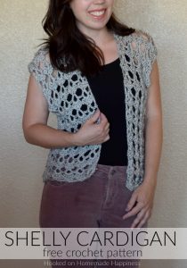 Shelly Crochet Cardigan - The Shelly Crochet Cardigan has a pretty, lacy shell stitch. It's open, airy, girly, and the perfect summer accessory! 