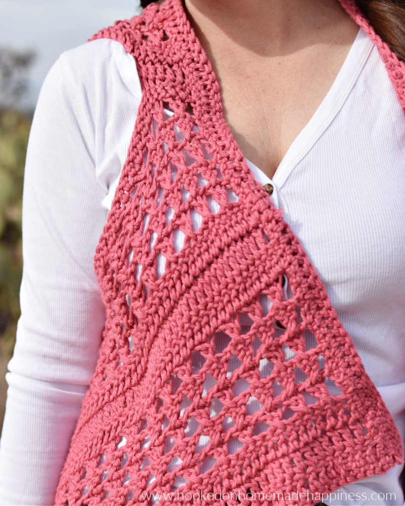 XOXO Summer Vest Crochet Pattern - Add this XOXO Summer Crochet Vest to your summer wardrobe for a fun accessory! The cotton yarn makes it light and a great project for warmer months. I used the “X’ stitch. It has an open, airy design, and creates a nice textured piece.