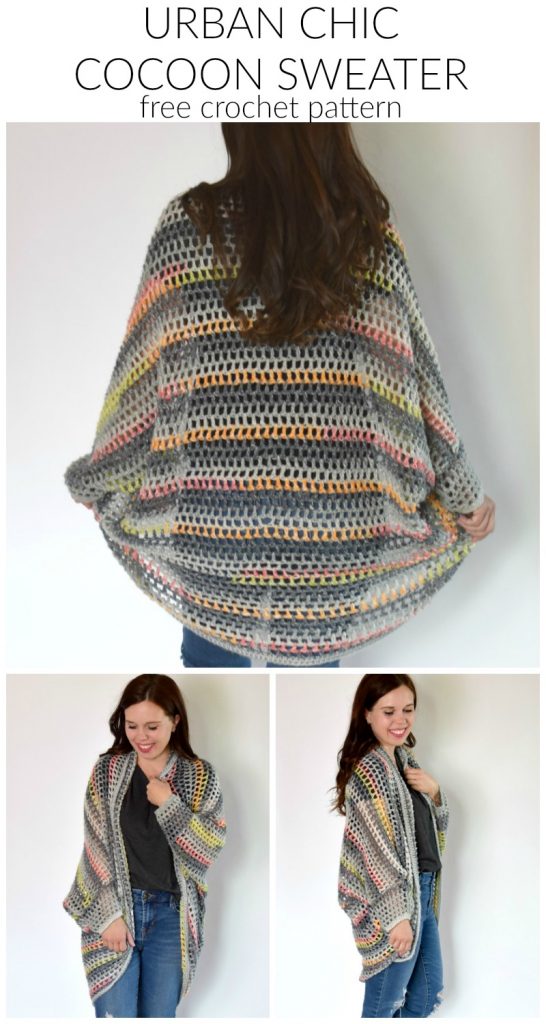 Urban Chic Cocoon Sweater Crochet Pattern - I really enjoy making cocoon sweaters. They're super easy to make and there are endless possibilities. Trust me when I say, any crocheter can make this Urban Chic Cocoon Sweater Crochet Pattern! If you can crochet a rectangle, you can make a cocoon sweater.