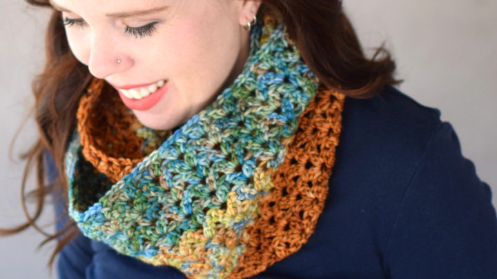 Autumn Stripes Infinity Scarf Crochet Pattern - The Autumn Stripes Crochet Infinity Scarf Pattern is the perfect fall transition piece. I used the cluster V stitch which has a little bit of a lacy look.