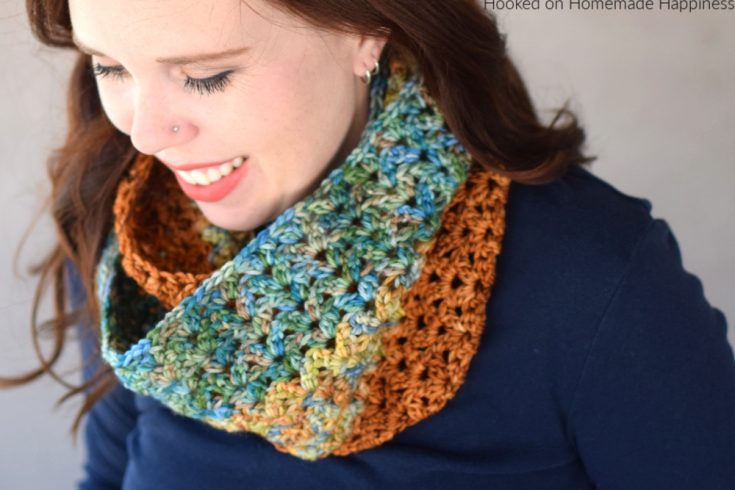 Autumn Stripes Infinity Scarf Crochet Pattern - The Autumn Stripes Crochet Infinity Scarf Pattern is the perfect fall transition piece. I used the cluster V stitch which has a little bit of a lacy look.