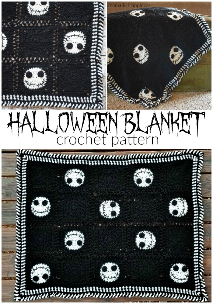 Halloween Crochet Blanket - Have some Halloween fun with this Halloween Crochet Blanket! It's the perfect size to wrap up in while watching your favorite Halloween movie!