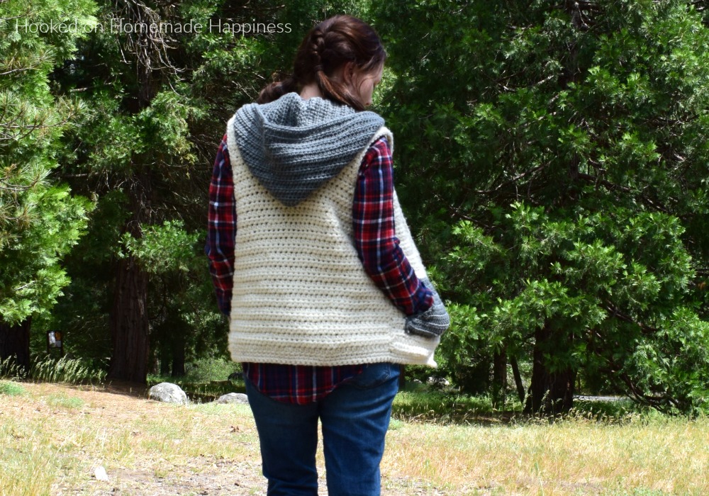 Crochet Hooded Vest with Pockets - This Crochet Hooded Sweater Vest is cute, cozy, comfy... just the perfect winter accessory!