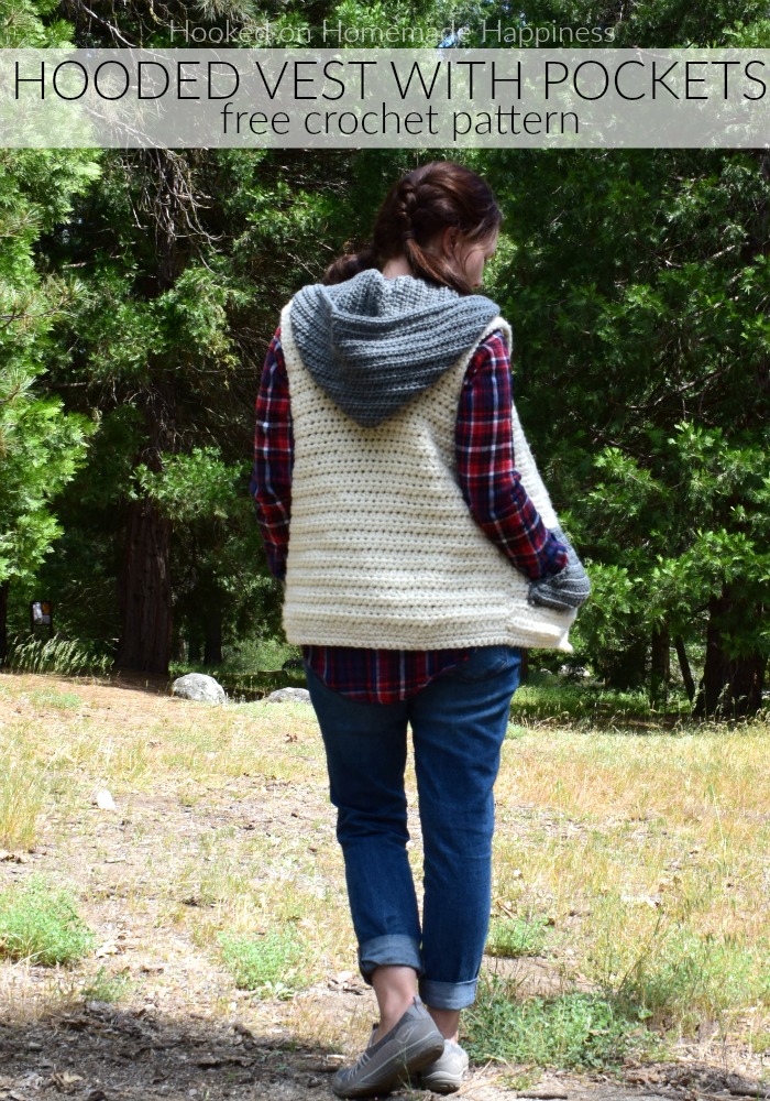 Crochet Hooded Vest with Pockets - This Crochet Hooded Sweater Vest is cute, cozy, comfy... just the perfect winter accessory!
