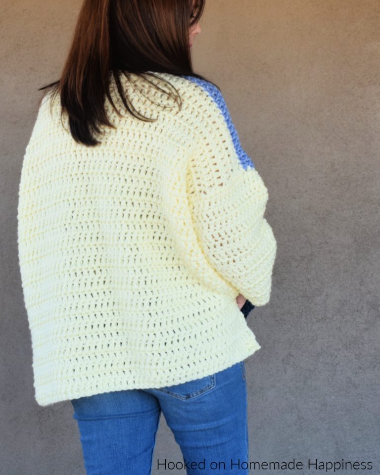 Hoodie Color Block Crochet Sweater main image 0