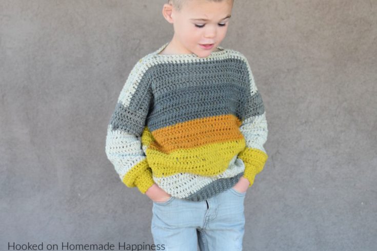 Everykid Sweater Crochet Pattern - The Everykid Crochet Sweater Pattern is written in sizes 2T - 5T and can be made for boys or girls! This sweater is basically the same as my EVERYGIRL CROCHET SWEATER pattern, just smaller ;)