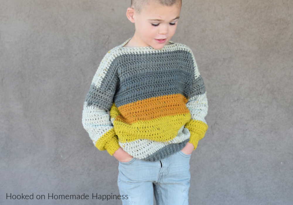 Everykid Sweater Crochet Pattern - The Everykid Crochet Sweater Pattern is written in sizes 2T - 5T and can be made for boys or girls! This sweater is basically the same as my EVERYGIRL CROCHET SWEATER pattern, just smaller ;)