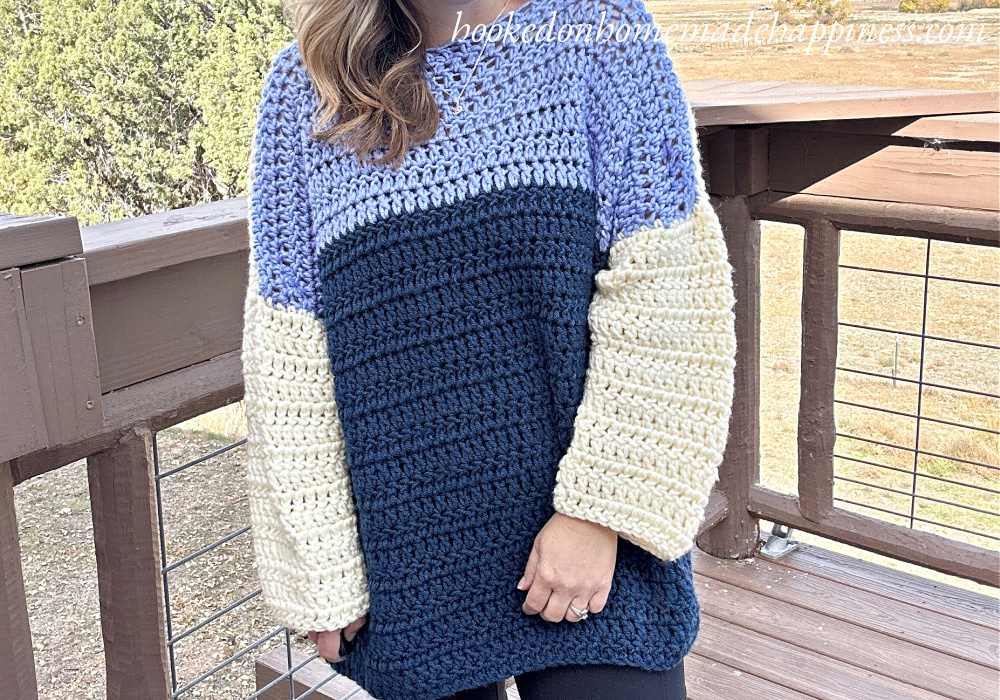 Color Block Oversized Sweater Crochet Pattern