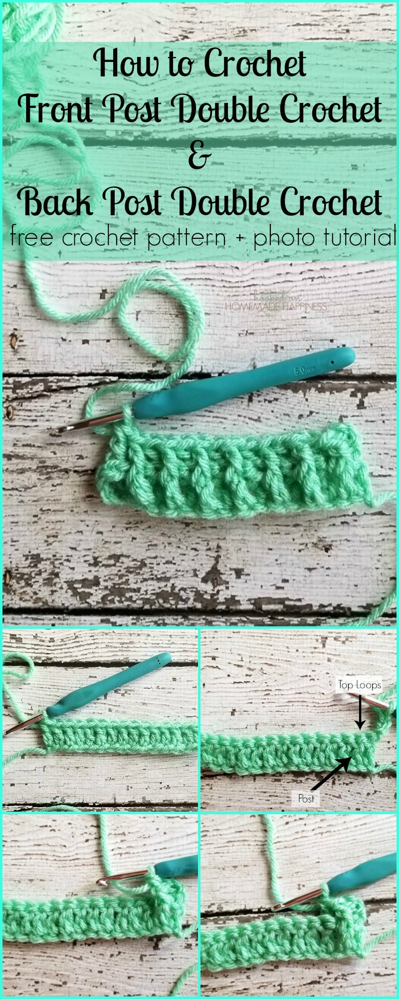 How to Crochet Front Post Double Crochet & Back Post Double Crochet ...