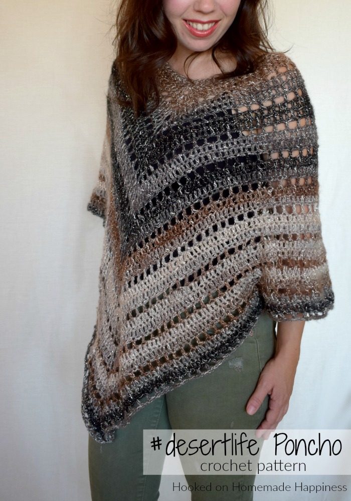 Desert Life Poncho - I named this Crochet Poncho Pattern the  #desertlife Poncho because this is about as cozy as we get here in the desert!