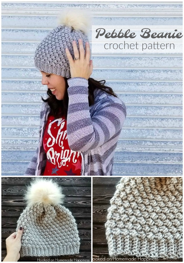 Pebble Beanie Crochet Pattern - I recently discovered the Pebble Stitch and I fell in love with it and had to make the Pebble Beanie Crochet Pattern right away! It's beautifully textured and is so easy to create with a simple 4 row repeat. Pebble Beanie Crochet Pattern - I recently discovered the Pebble Stitch and I fell in love with it and had to make the Pebble Beanie Crochet Pattern right away! It's beautifully textured and is so easy to create with a simple 4 row repeat. 