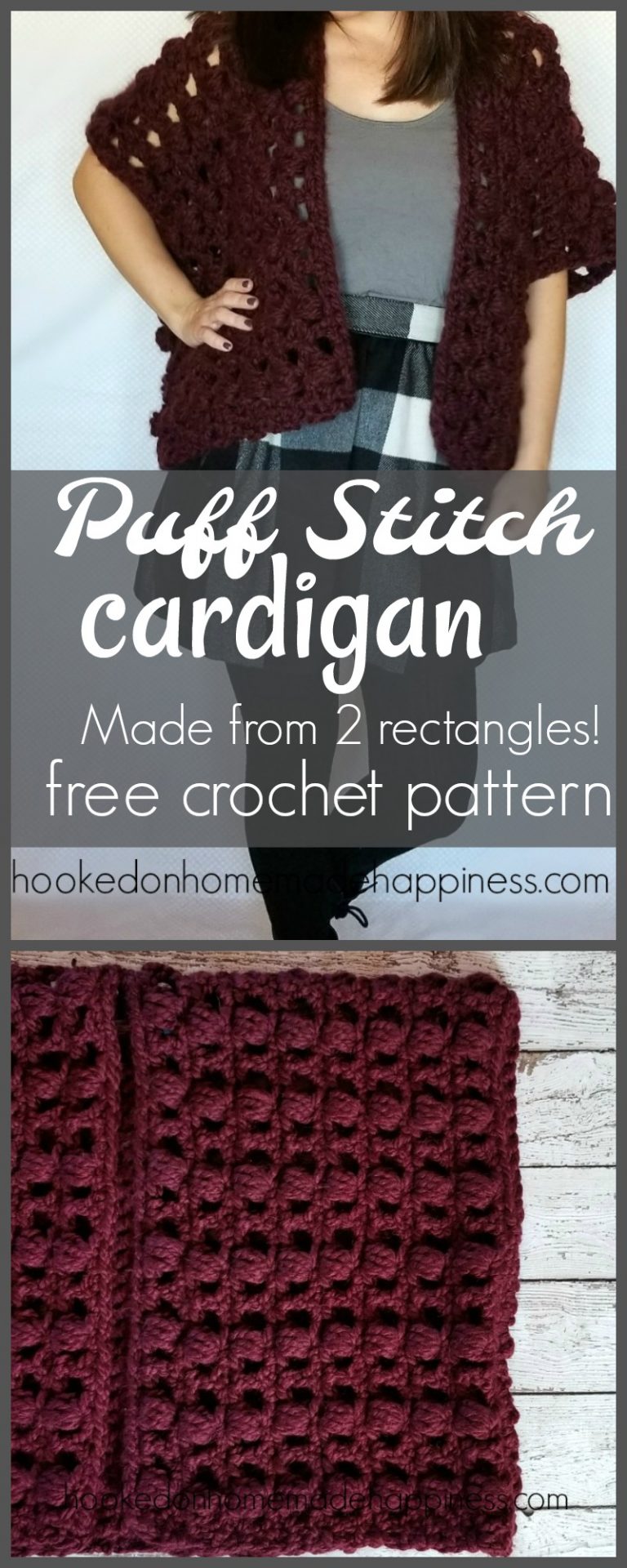 Puff Stitch Crochet Cardigan Pattern - Hooked on Homemade Happiness
