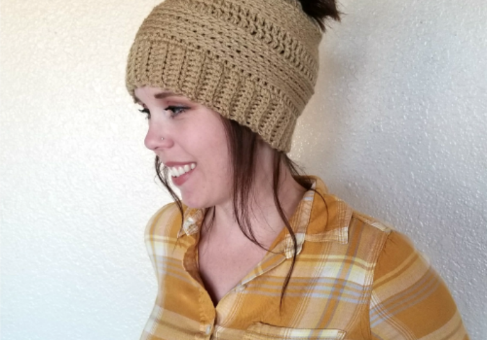 messy bun beanie crochet pattern