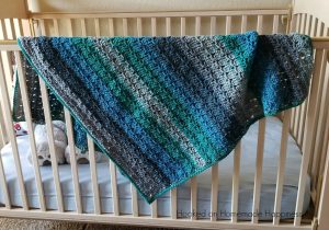 cluster striped baby blanket crochet pattern