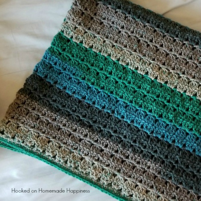 cluster striped baby blanket crochet pattern