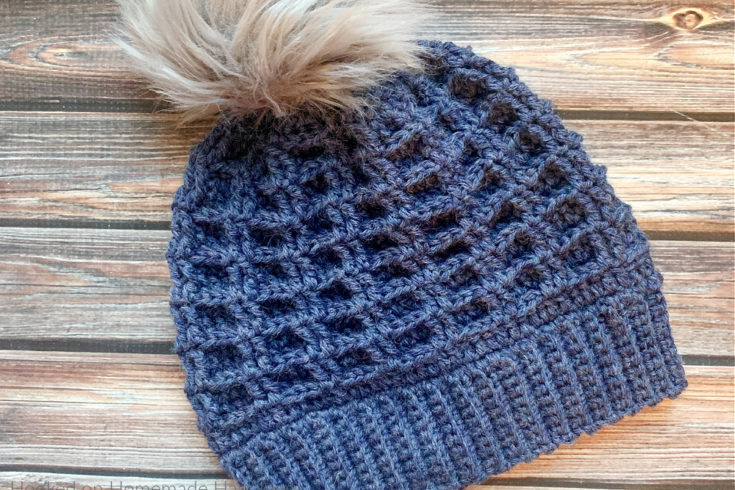 Double Waffle Stitch Beanie Crochet Pattern - As soon as I saw the Double Waffle Stitch I was IN LOVE and knew I wanted to make this Double Waffle Stitch Beanie Crochet Pattern. The texture in this stitch is so amazing.