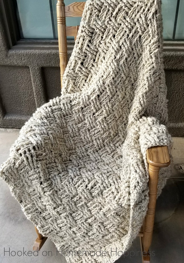Crochet Basketweave Throw Blanket Pattern
