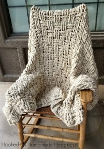 Crochet Basketweave Throw Blanket Pattern