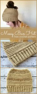 crochet messy bun beanie pattern