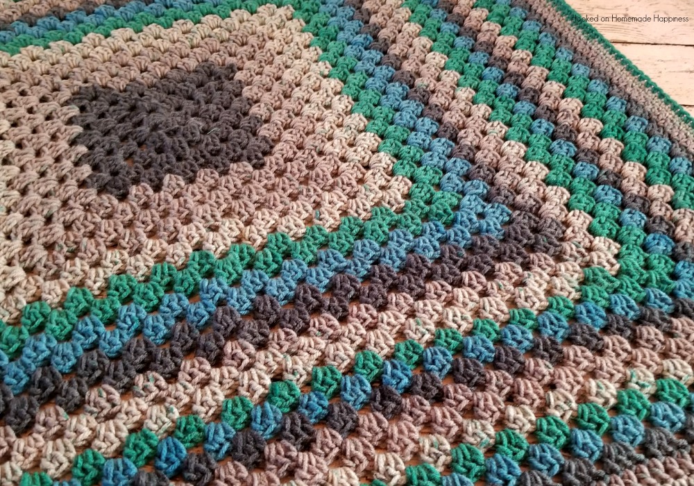 Granny Square Baby Blanket made with Caron Cakes