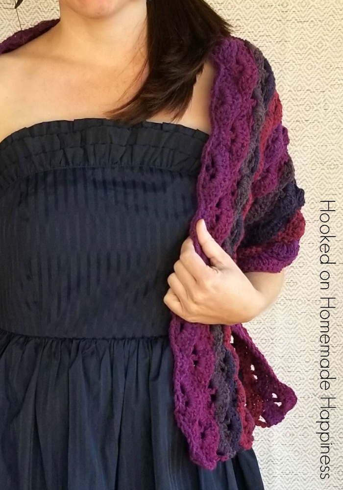 Berry Crochet Wrap Pattern with Caron Cakes