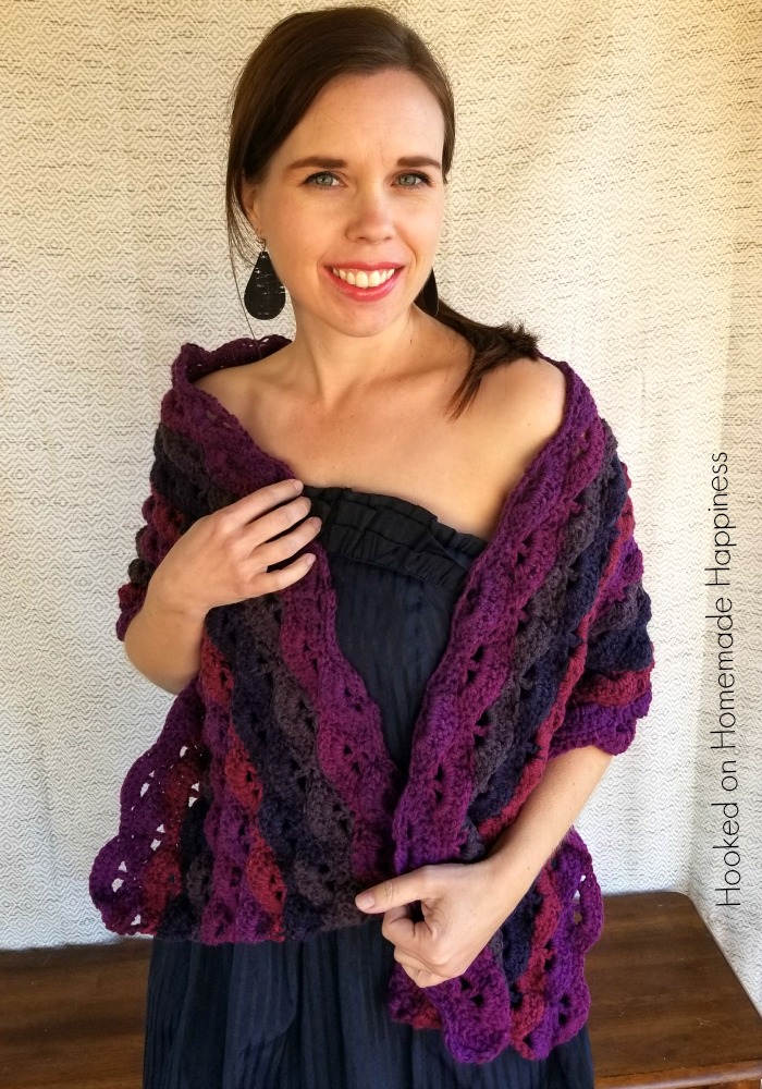 Berry Crochet Wrap Pattern with Caron Cakes