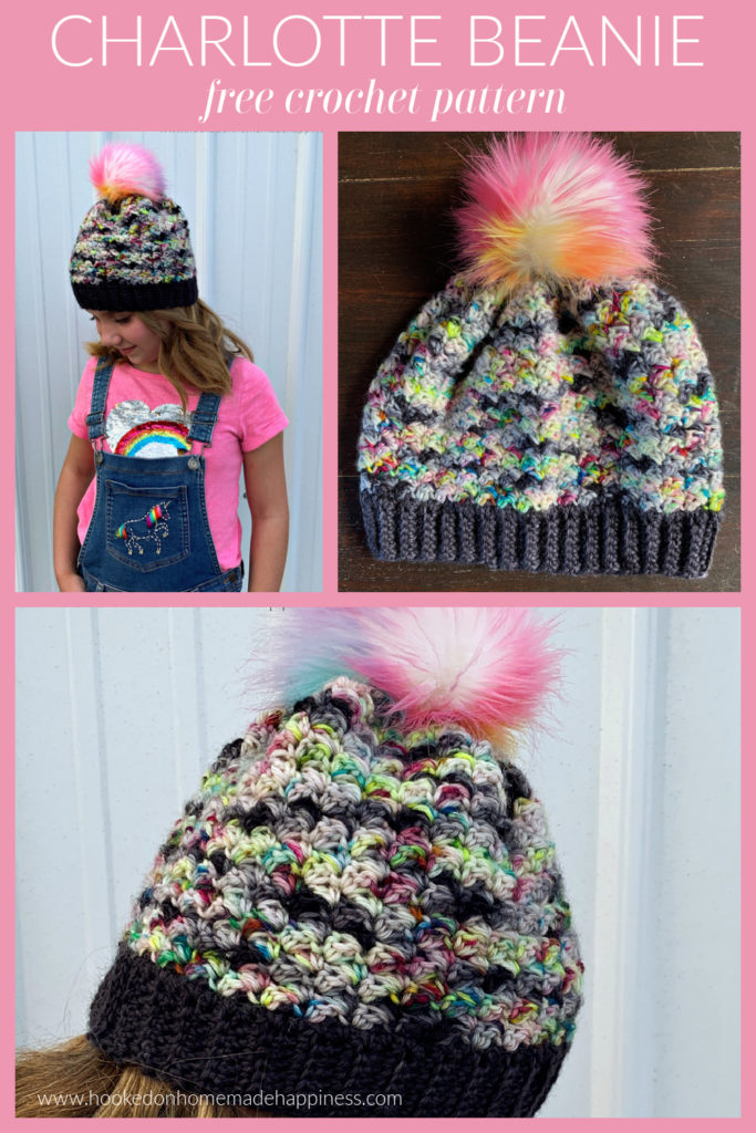 Charlotte Beanie - The Charlotte Beanie Crochet Pattern is fun & girly! This stitch creates a beautiful texture and is so cute with a pom pom.