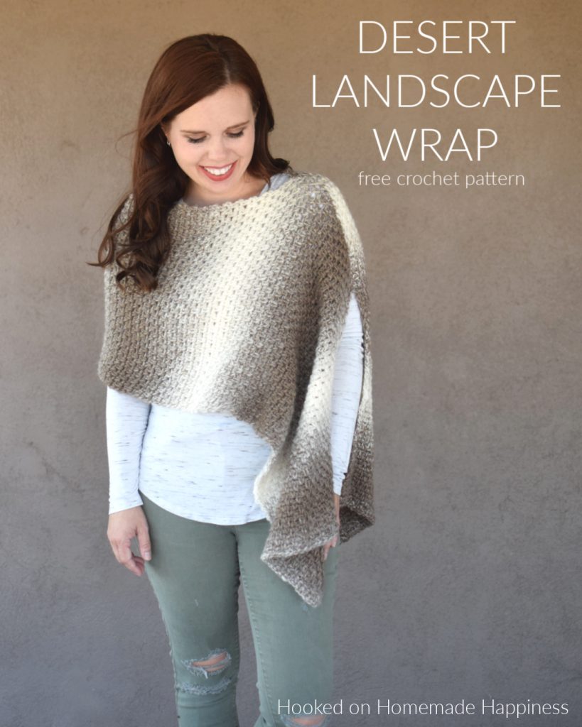 Desert Landscape Wrap Crochet Pattern -  I am obsessed with Scarfie yarn! The ombre effect is spot on and I'm especially loving these neutrals! It's the perfect yarn for the Desert Landscape Wrap Crochet Pattern. 