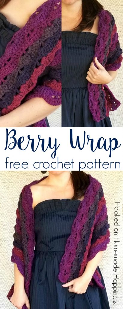 Berry Crochet Wrap Pattern with Caron Cakes