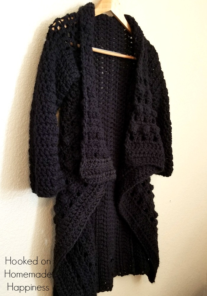 Everyday Black Crochet Cardigan Pattern - Hooked on Homemade Happiness