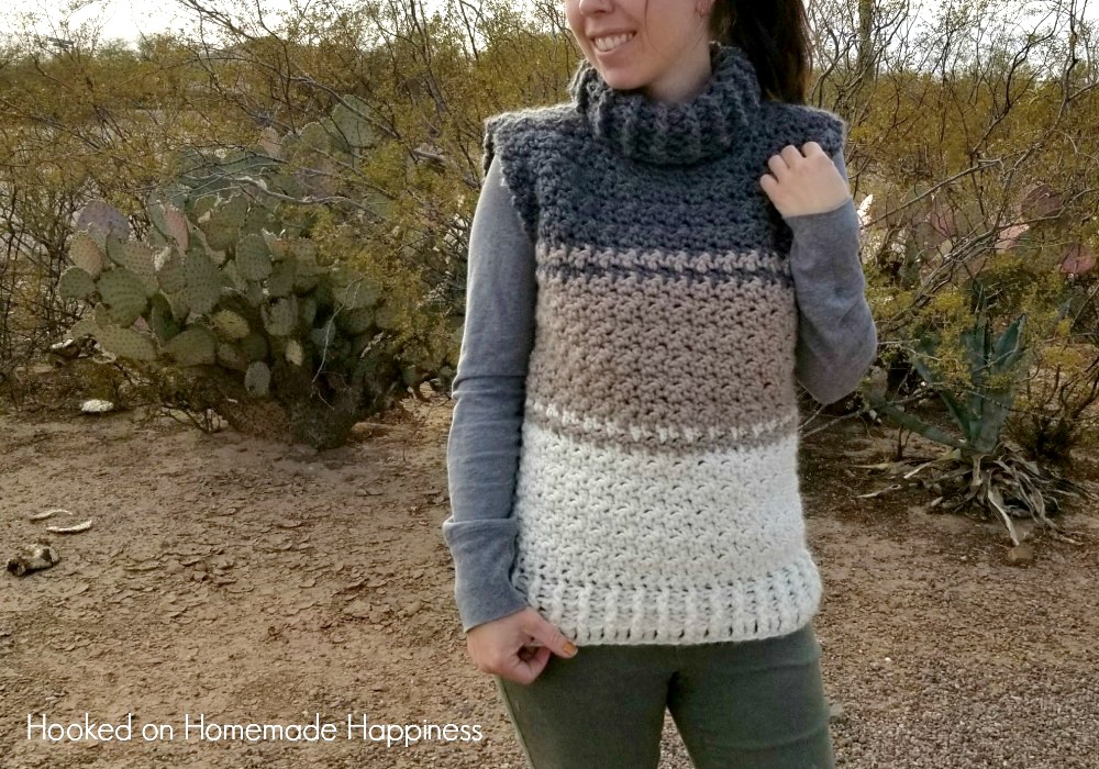 Cowl Sweater Vest Crochet Pattern - Hooked on Homemade Happiness