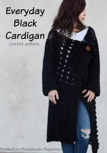 Everyday Black Cardigan Crochet Pattern - I'm so excited to share with you this Everyday Black Crochet Cardigan Pattern! Who doesn't need a black sweater. right? It's easy to grab and match with pretty much any outfit.