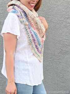 The Spring Shawl Crochet Pattern - I was inspired by our gorgeous weather and pretty pastels to make this Spring Shawl Crochet Pattern. It can be worn over the shoulders like a shawl, or wrapped up like a triangle scarf.