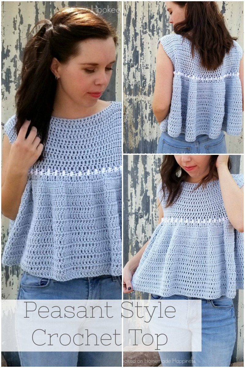 Peasant Top Crochet Pattern - Add this girly and flirty Peasant Top Crochet Pattern to your Spring closet! The ruffles add a feminine touch and they are so much easier to create than you might think.