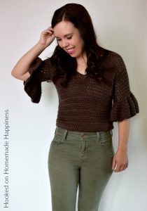 Ruffle Top Crochet Pattern - This Ruffle Top Crochet Pattern is a fitted, short top with cute ruffled sleeves. It's a great top for spring!