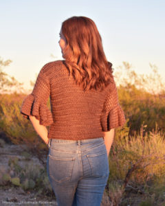 Ruffle Top Crochet Pattern - This Ruffle Top Crochet Pattern is a fitted, short top with cute ruffled sleeves. It's a great top for spring!