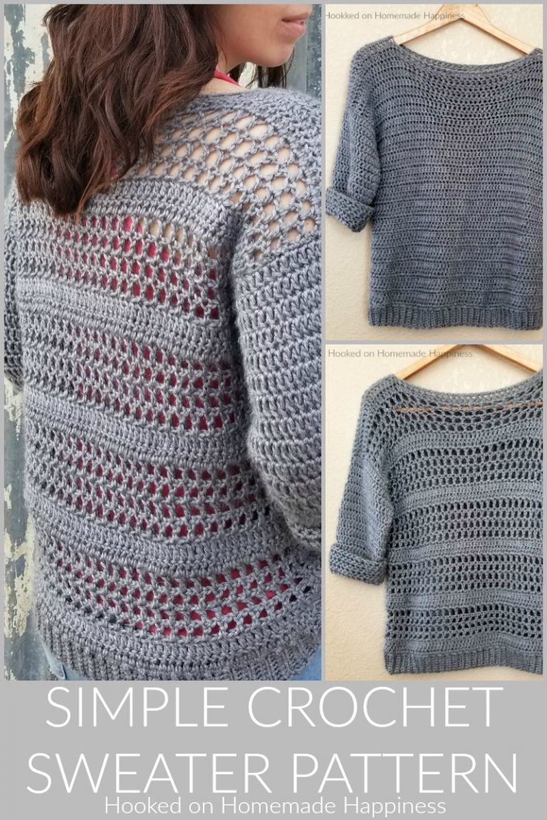 Simple Crochet Sweater Pattern 8 - Hooked on Homemade Happiness