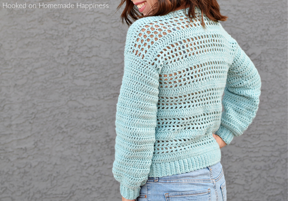 Simple Eyelet Sweater Crochet Pattern - Hooked on Homemade Happiness