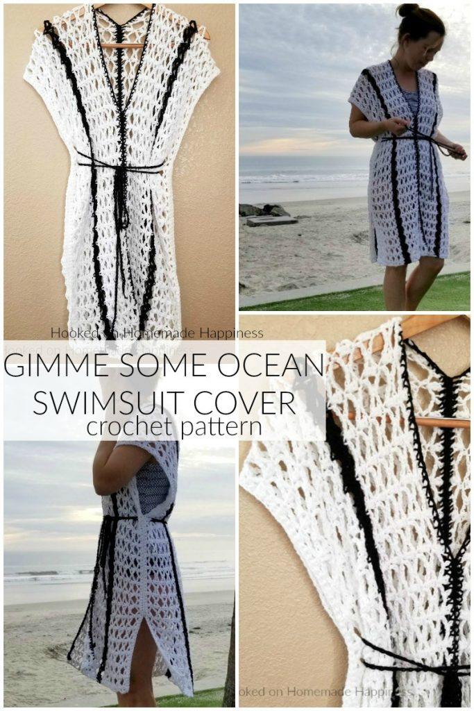 Gimme Some Ocean Crochet Swim Suit Cover Up Pattern - This Gimme Some Ocean Crochet Swim Suit Cover Pattern is the perfect summer project! It's as easy as making two rectangles and sewing them together. I used a pretty lacy mesh stitch for the open and airy design.