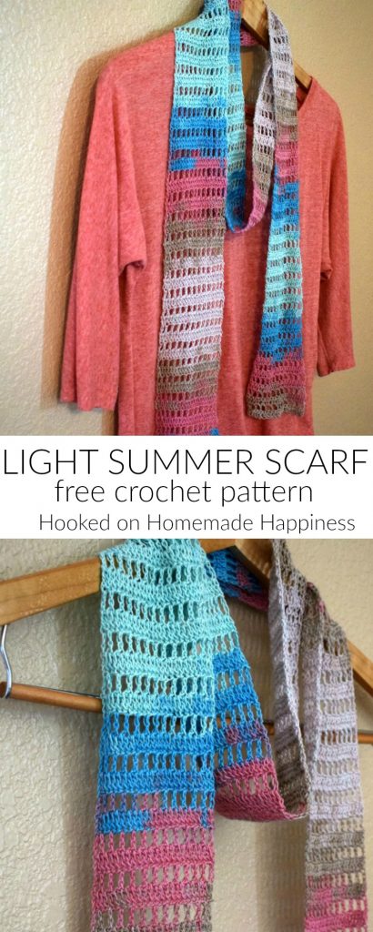 Light Summer Scarf - Just because the weather is warming up doesn't mean it's time to put the hooks and yarn away! This Light Summer Crochet Scarf Pattern is just what you need for a fun spring and summer project.