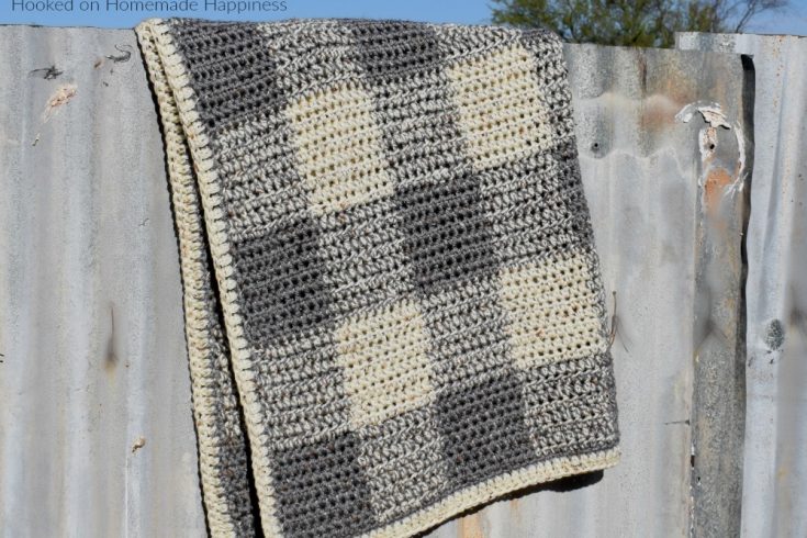 Neutrally Gingham Crochet Baby Blanket Pattern - This Neutrally Gingham Crochet Baby Blanket Pattern is perfect for a baby boy or girl! It uses two strands of worsted weight yarn and an 8.0 mm hook, so it works up fairly quick. I promise, it's easier than it looks! Once you get the hand of the repeat, you'll be hooking this baby blanket up in no time!