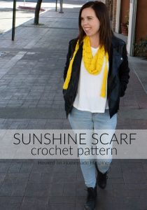 Sunshine Crochet Scarf Pattern - Let the warm sunshine in with this Sunshine Crochet Scarf Pattern! It's made with a super lightweight cotton and that makes it perfect for warmer weather. It hangs loose around the neck so you don't have to worry about getting too warm with this scarf.